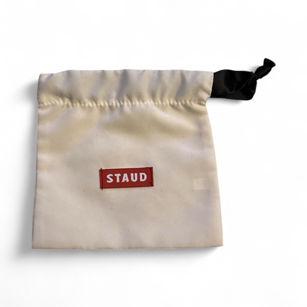 STAUD Cream and Black Drawstring Bag